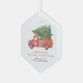 Custom Modern Firefighter Christmas Fire Truck  Glas Ornament (Voorkant links)