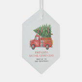 Custom Modern Firefighter Christmas Fire Truck  Glas Ornament (Voorkant Rechts)