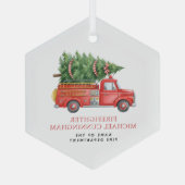 Custom Modern Firefighter Christmas Fire Truck  Glas Ornament (Achterkant)