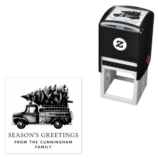 Custom Modern Firefighter Christmas Fire Truck  Zelfinktende Stempel (In situ)