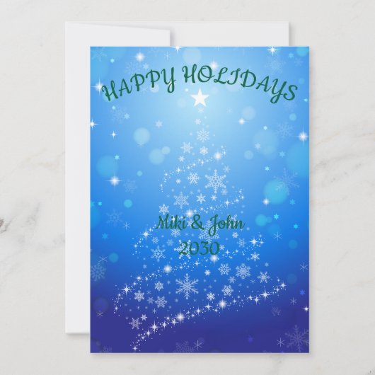 Custom Modern Foil Blue Christmas Holiday Card Feestdagenkaart (Voorkant)