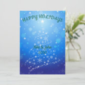 Custom Modern Foil Blue Christmas Holiday Card Feestdagenkaart (Staand voorkant)