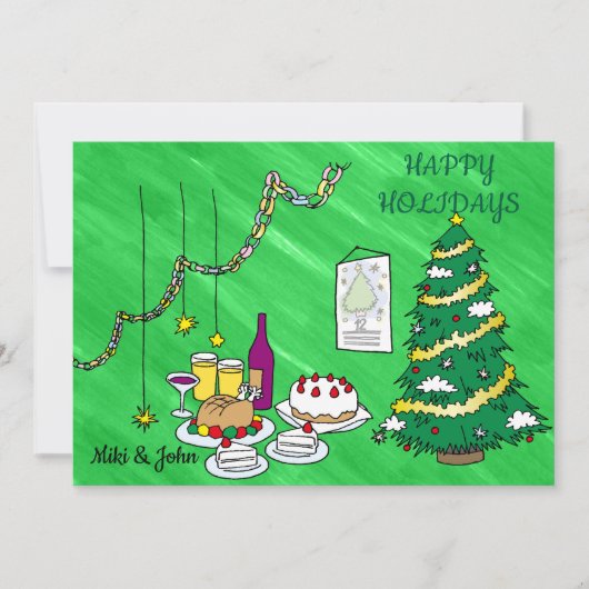 Custom Modern Fun Christmas Holiday Card Feestdagenkaart (Voorkant)