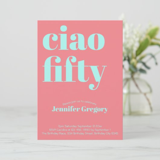 Custom Modern Fun Ciao Vijftig 50ste verjaardag Kaart (Staand voorkant)