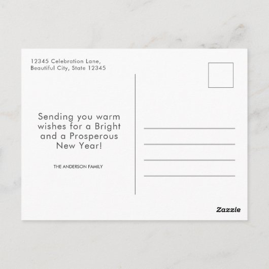 Custom Modern Gelukkig Nieuwjaar Vuurwerk Sparkler Briefkaart (Achterkant)