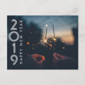 Custom Modern Gelukkig Nieuwjaar Vuurwerk Sparkler Briefkaart (Voorkant)