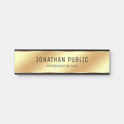 Custom Modern Glam Zwart en Goud Trendy Hanging Deurbordje (Voorkant)