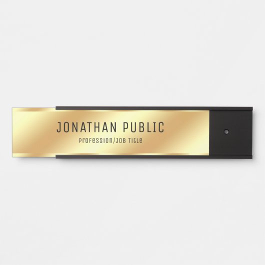 Custom Modern Glam Zwart en Goud Trendy Hanging Deurbordje (Voorkant)