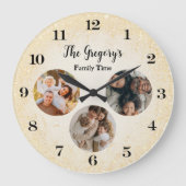 Custom Modern Gold 3 Fotocollage Fun Family Time Grote Klok (Voorkant)