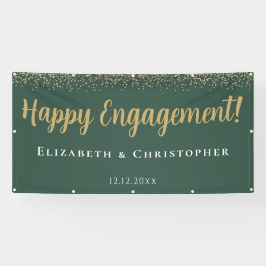 Custom Modern Goud Verloving Spandoek (Horizontaal)