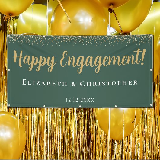 Custom Modern Goud Verloving Spandoek