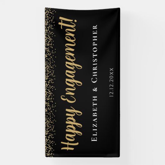Custom Modern Goud Verloving Spandoek (Verticaal)