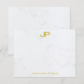 Custom Modern Goud Wit Marmer Clean Gepersonalisee Notitiekaartje (Voorkant / Achterkant)