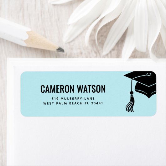 Custom Modern Grad Hat and Tassel Graduation Etiket (Insitu)
