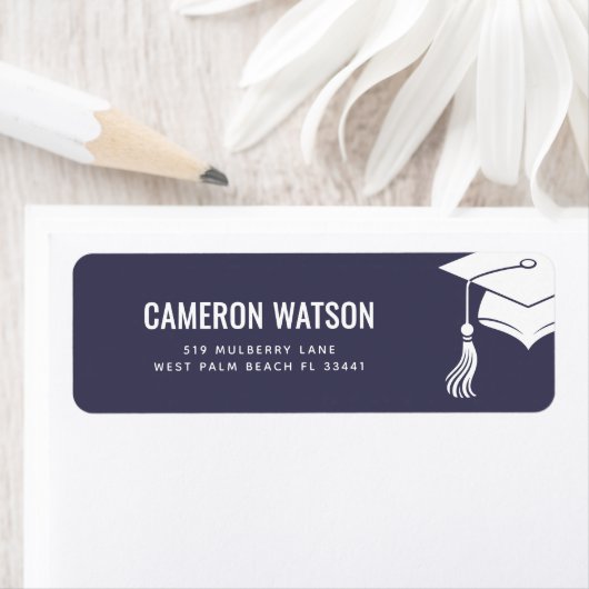 Custom Modern Grad Hat and Tassel Graduation Etiket (Insitu)