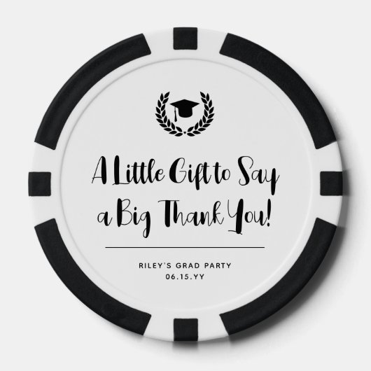 Custom Modern Graduation Party Dank u Poker Chips (Voorkant)