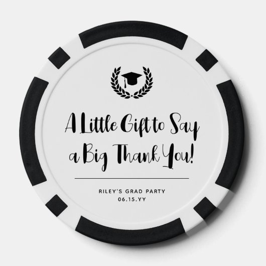 Custom Modern Graduation Party Dank u Poker Chips (Achterkant)