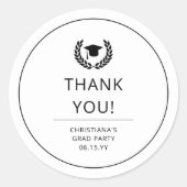Custom Modern Graduation Party Dank u Ronde Sticker (Voorkant)