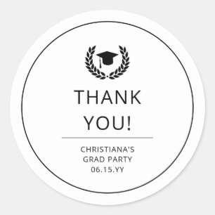 Custom Modern Graduation Party Dank u Ronde Sticker