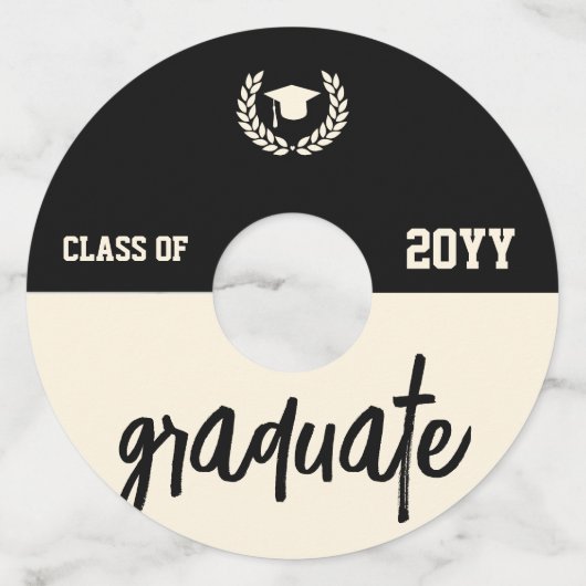 Custom Modern Graduation Party Wijnglaslabel (Voorkant)