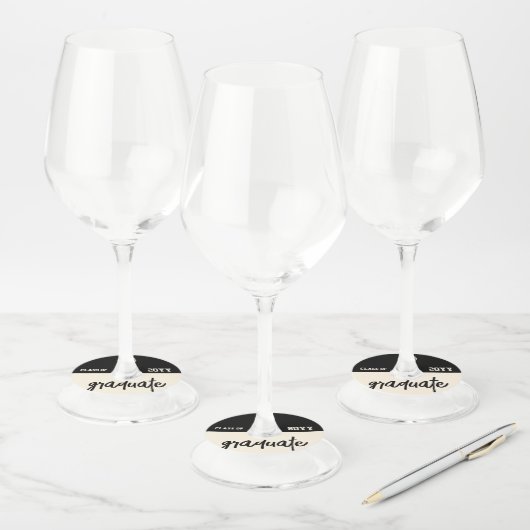 Custom Modern Graduation Party Wijnglaslabel (Set)