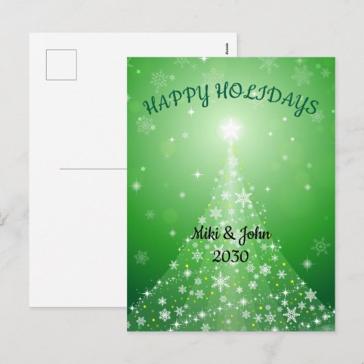 Custom Modern Green Christmas Holiday Briefkaart (Voorkant / Achterkant)