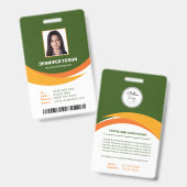 Custom Modern Green Employee ID Kaart met barcode Badge (Voor- en achterkant)