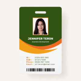 Custom Modern Green Employee ID Kaart met barcode Badge