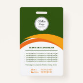 Custom Modern Green Employee ID Kaart met barcode Badge (Achterkant)