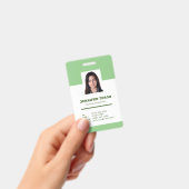 Custom Modern Green Employee ID Kaart met barcode Badge (Handheld)