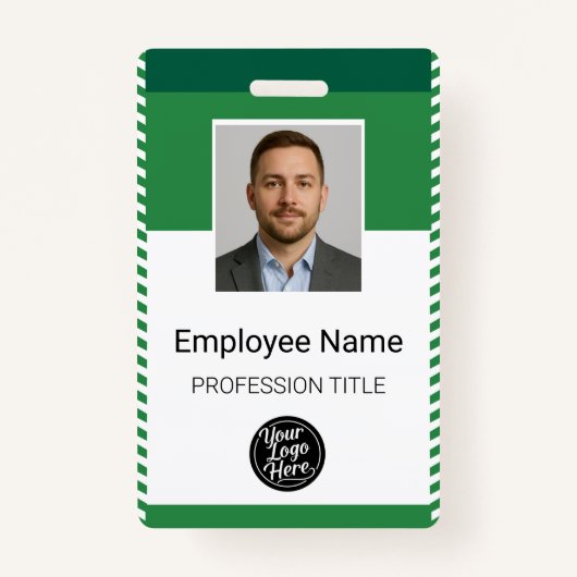 Custom Modern Green Employee Identification ID Badge (Voorkant)