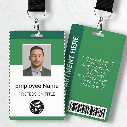 Custom Modern Green Employee Identification ID Badge
