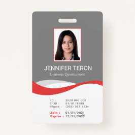 Custom Modern Grey Employee ID Kaart met barcode Badge