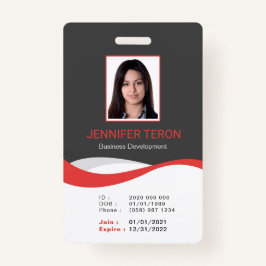 Custom Modern Grey Employee ID Kaart met barcode Badge