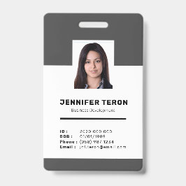 Custom Modern Grey Employee ID Kaart met barcode Badge