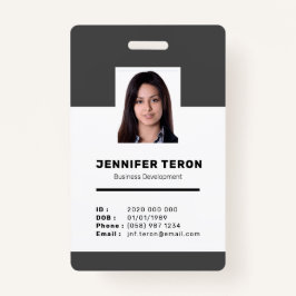 Custom Modern Grey Employee ID Kaart met barcode Badge
