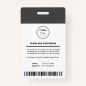 Custom Modern Grey Employee ID Kaart met barcode Badge (Achterkant)