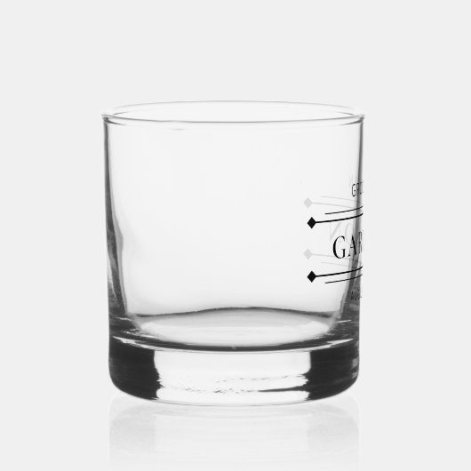 Custom Modern Groomsman Naam Zwart Bruiloft Datum Whisky Glas (Rechts)