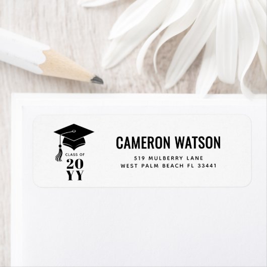 Custom Modern Hat and Tassel Graduation Etiket (Insitu)