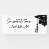 Custom Modern Hat and Tassel Graduation Party Spandoek (Horizontaal)