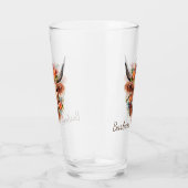 Custom Modern Highland Koe Boho met Bloemen Glas (Rechts)