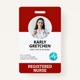 Custom Modern Hospital Employee Photo ID Kaart Red Badge