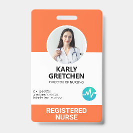 Custom Modern Hospital Employee Photo ID Oranje Badge