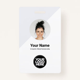 Custom Modern ID Kaart, Minimalist Photo Name Logo Badge