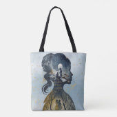Custom Modern Inspirerend Quote Blauwe Waterverf Tote Bag (Achterkant)