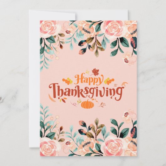 Custom Modern Kleurrijke Bloemen Thanksgiving Vaka Kaart (Achterkant)