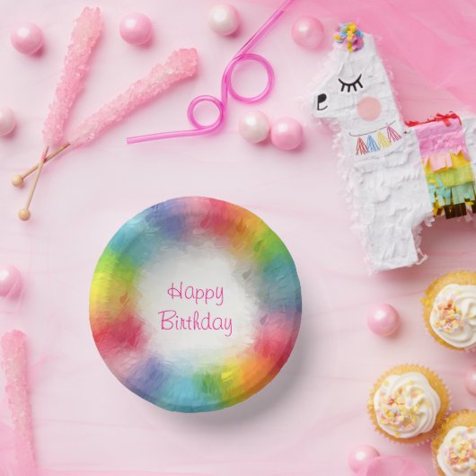 Custom Modern Kleurrijke Sjabloon Happy Birthday Papieren Kommen (Feest)