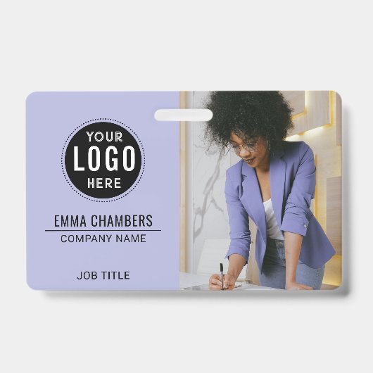 Custom Modern Logo Employee Photo Business Badge (Voorzijde)
