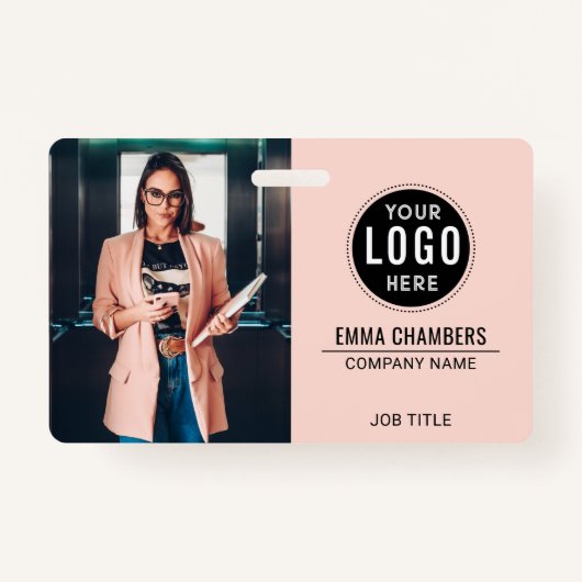 Custom Modern Logo Employee Photo Business Badge (Voorkant)