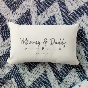 Custom Modern Mama & Daddy Nieuwe Ouders Gift Kussen